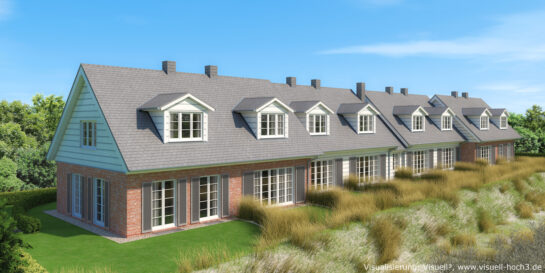 Architekturvisualisierung von 8 Reihenhäusern in List auf Sylt