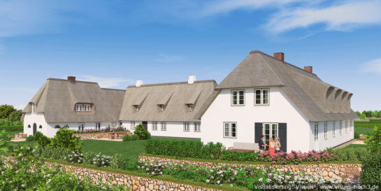 3D-Visualisierung Reetdachhaus in Sylt-Archsum