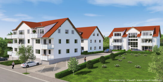 Architekturvisualisierung Mehrfamilienhaus-Projekt mit 24 Eigentumswohnungen in Bisingen