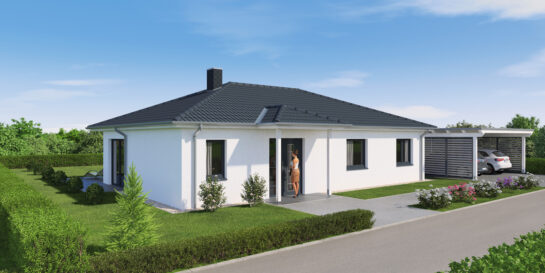 3D-Visualisierung eines Bungalow nahe Braunschweig - Eingangsseite