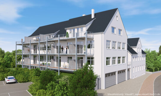 Architekturvisualisierung einer Wohn- und Gewerbeimmobilie in Albstadt-Lautlingen